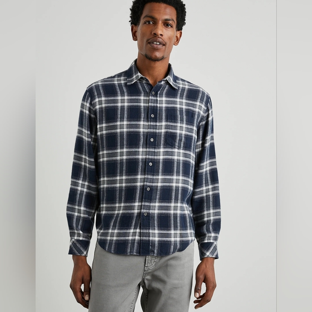 Rails Lennox Button Down Navy Plaid Soft Flannel Mens Size XXL